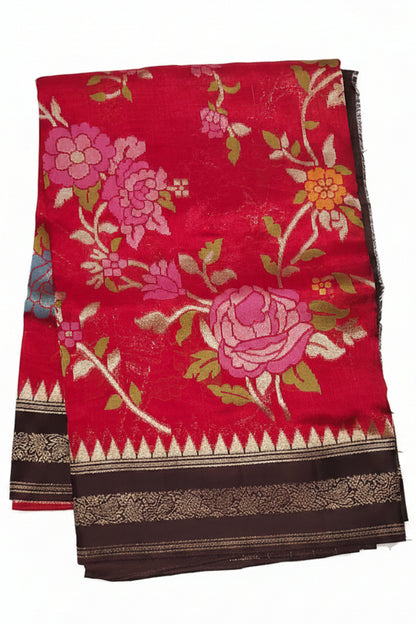 Red Banarasi Jamdani Silk Saree