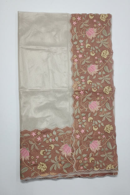 Beige Kora Tissue Saree