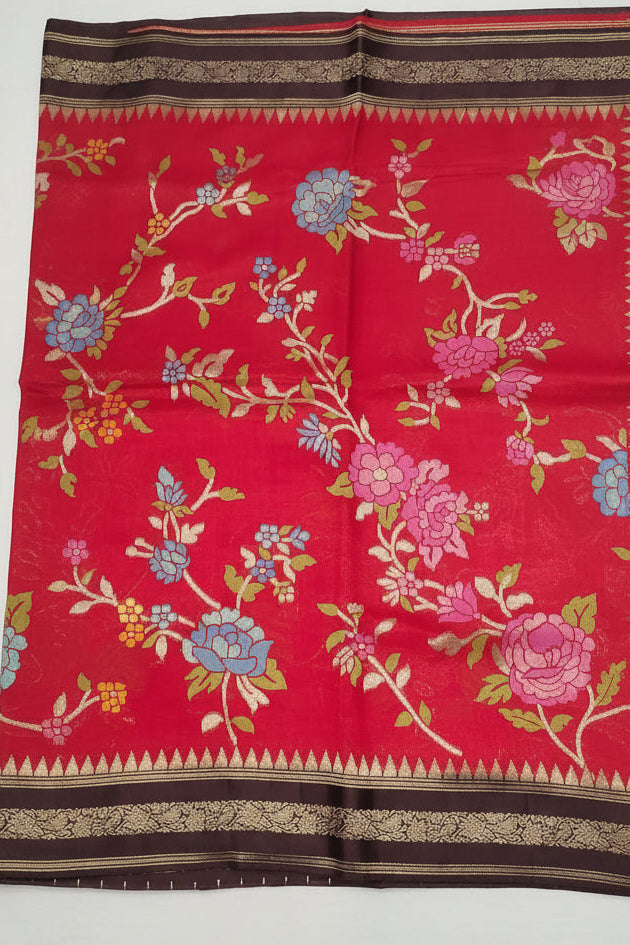 Red Banarasi Jamdani Silk Saree