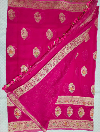 Rani Pink Banarasi Georgette Saree