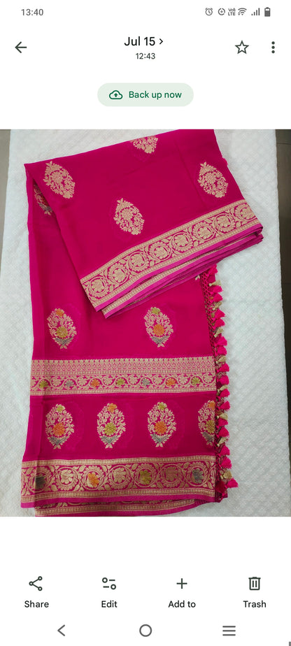 Rani Pink Banarasi Georgette Saree