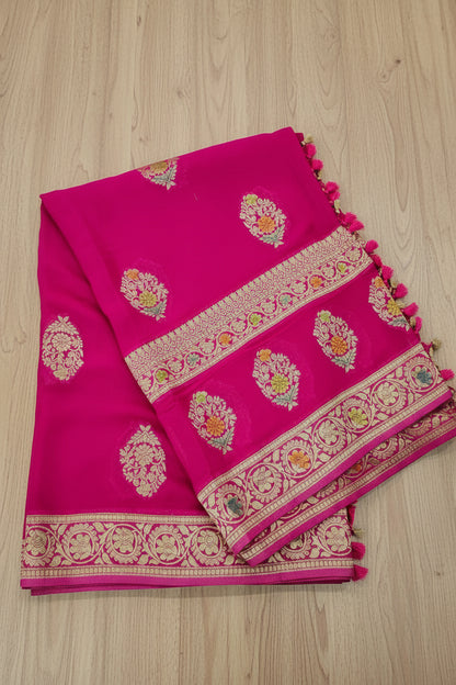 Rani Pink Banarasi Georgette Saree