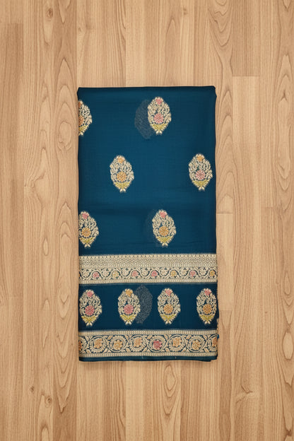 Dark Ocean Blue Banarasi Georgette Saree