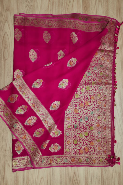 Rani Pink Banarasi Georgette Saree